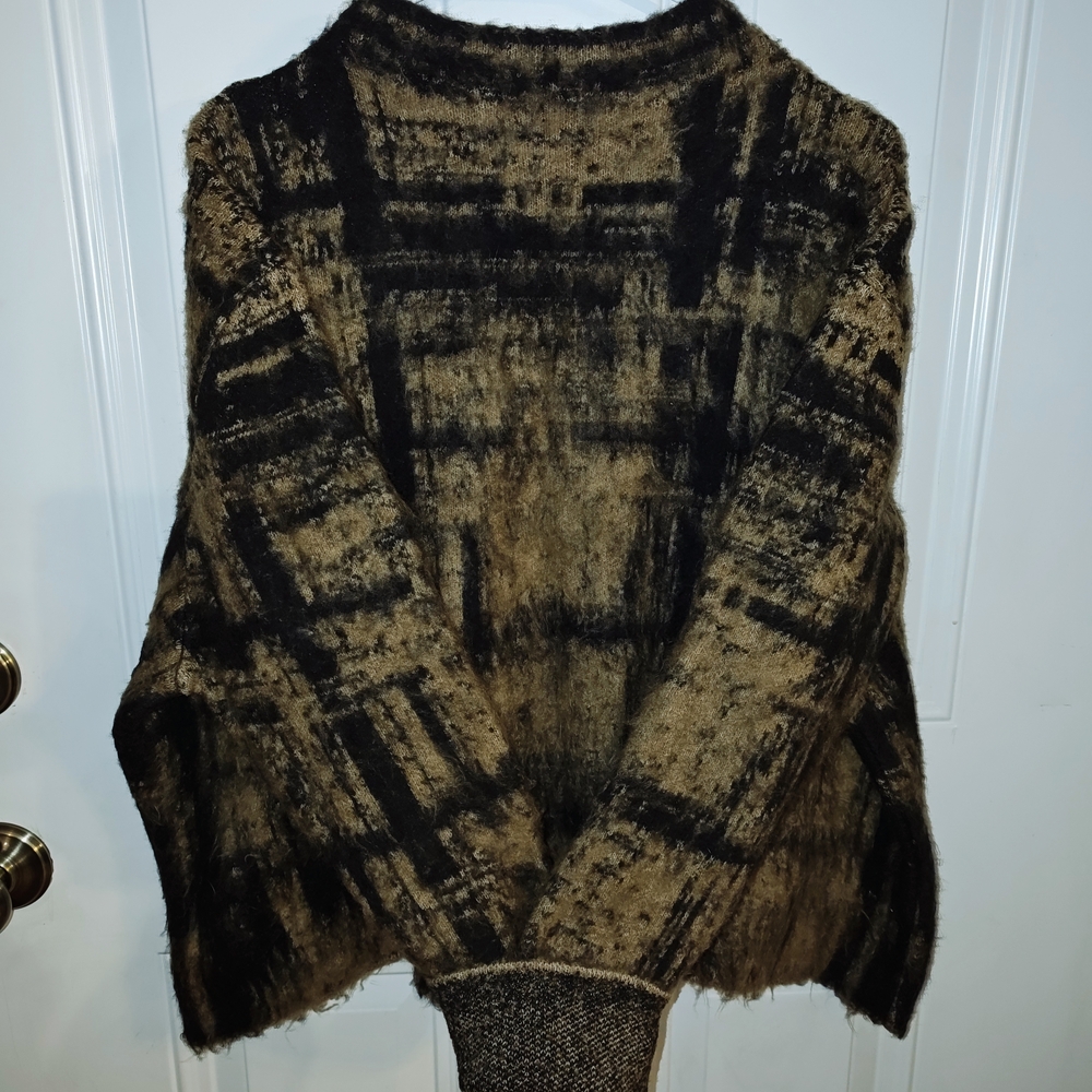 Zara plaid jacquard knit sweater High Neck Black And Brown Women's Size XL